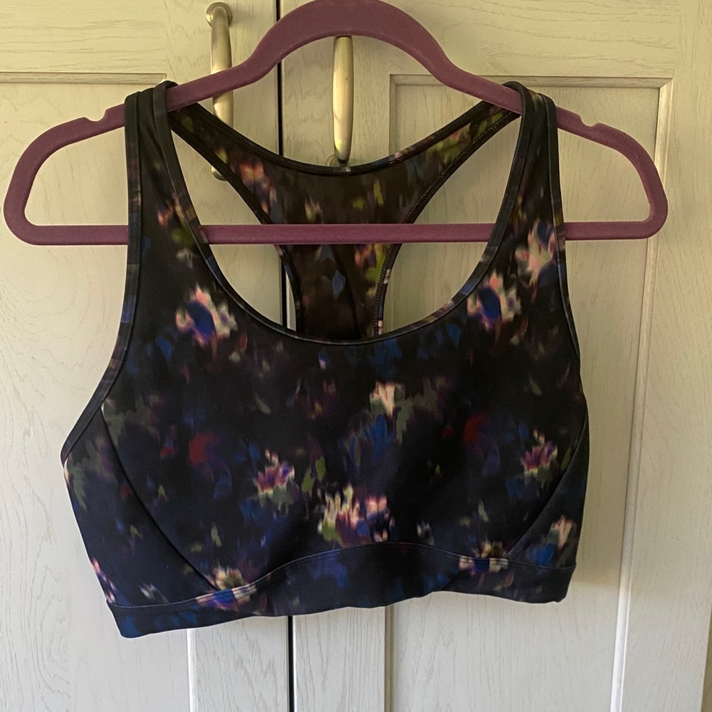 Women’s Peloton Floral-Print Racerback Sports Bra - Black/Multi